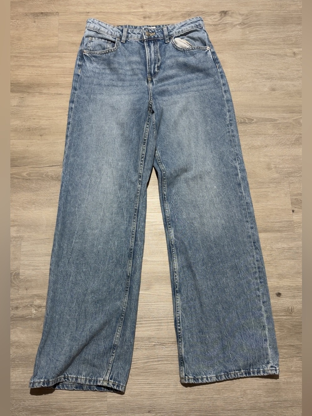 H&M Women's Light Blue Wide-Leg Jeans